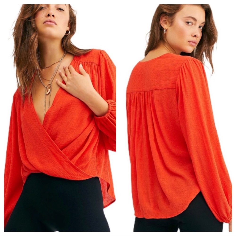 NWOT Free People Check On It Wrap Top